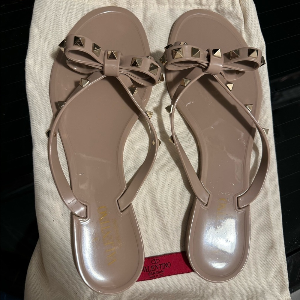 Valentino Rockstud Jelly Flip Flops, Sandals, Size 40